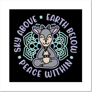 Sky Above Earth Below Peace Within Goat Yoga Cute Posters and Art